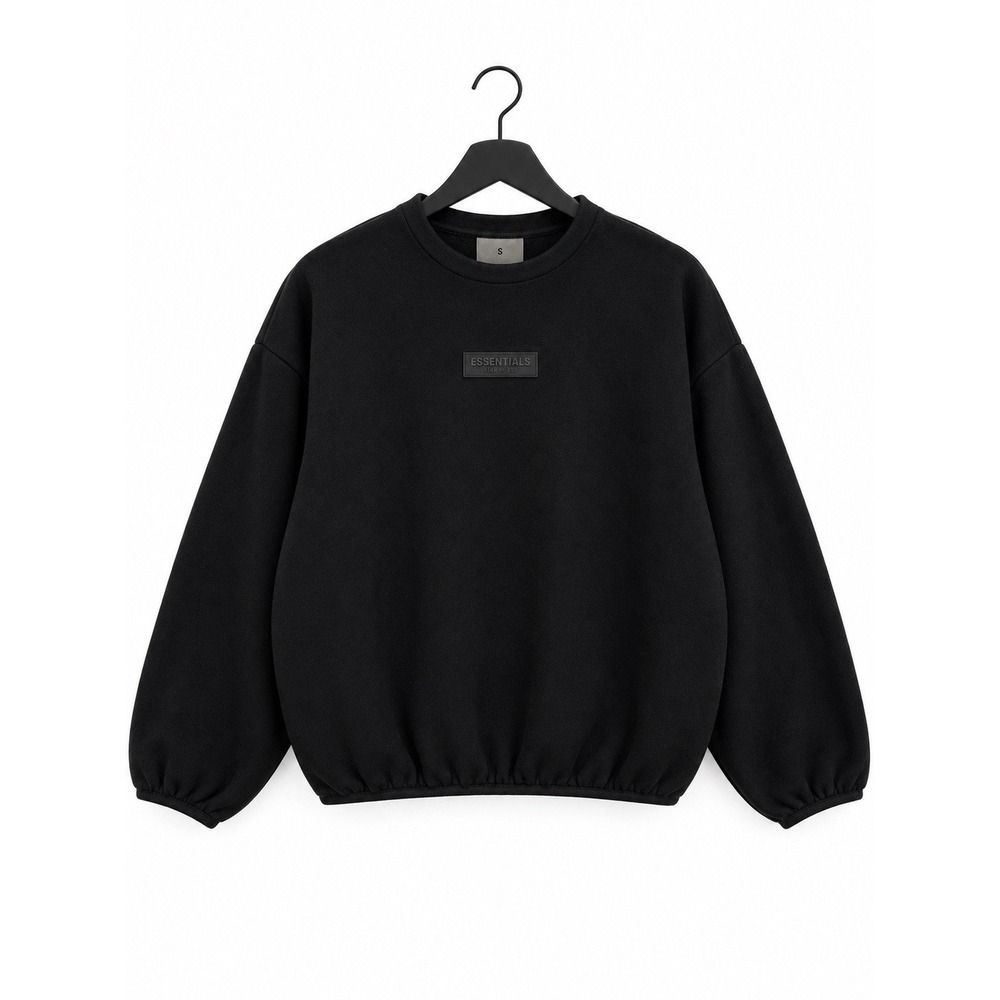 Fear Of God Essentials Crewneck Sweatshirt Men's Small Core Black Rubber Logo
